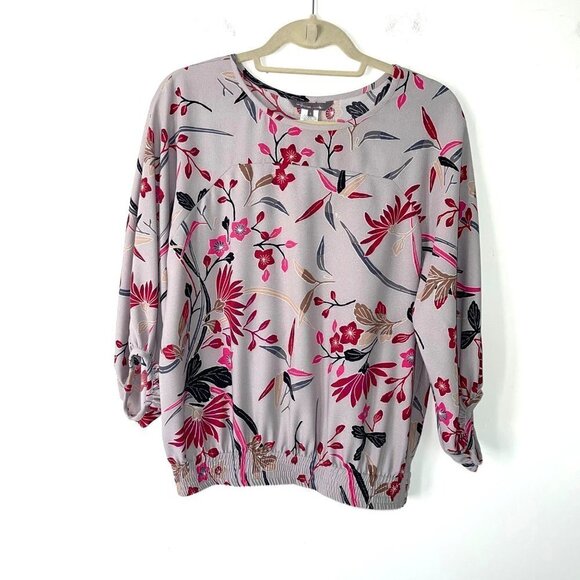 Pippa Asian Floral Print Blouse Womens Size 6 Elastic Waist Polyester Pullover - Picture 7 of 7